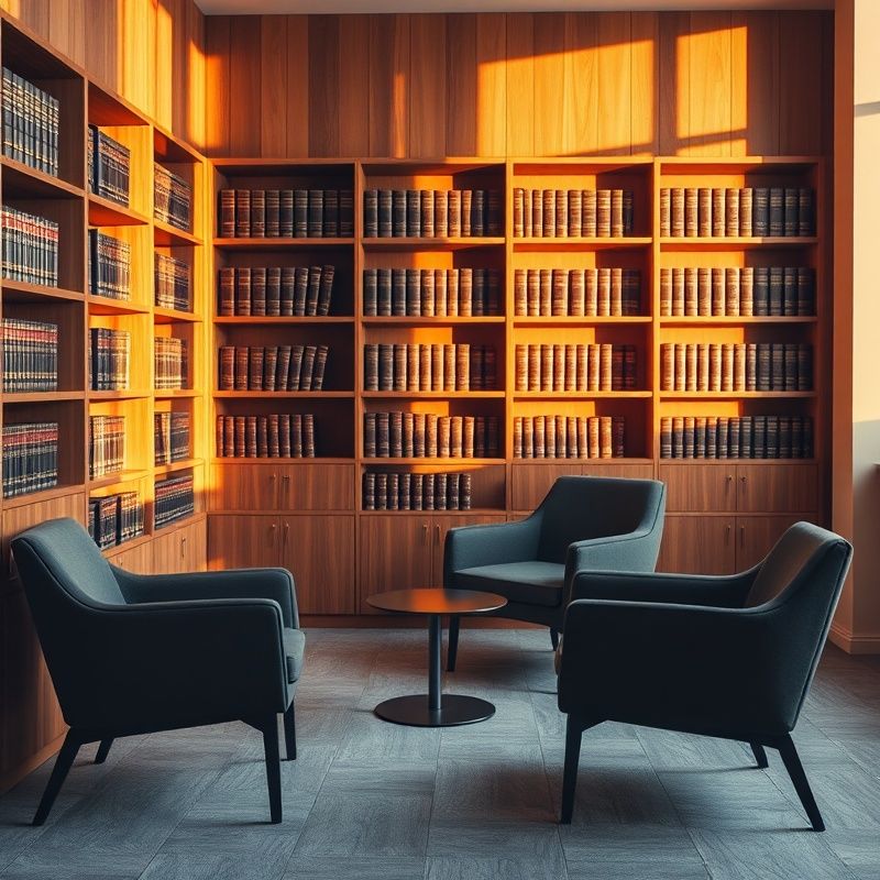 Cameră privată de consultanță cu bibliotecă și fotolii tapițate